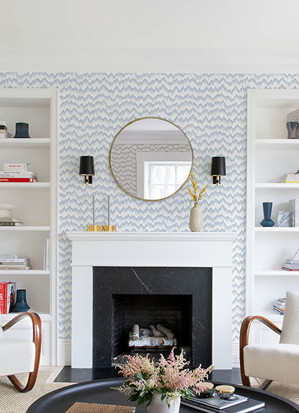 Eade’s Holmby Light Blue Brushstroke Zigzag Wallpaper by Sco