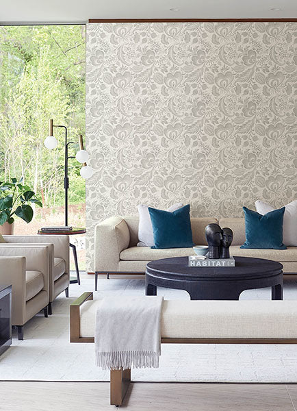 Eade’s Culver Grey Jacobean Wallpaper by Scott Living Grey