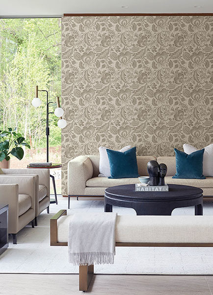 Eade’s Culver Light Brown Jacobean Wallpaper by Scott Living