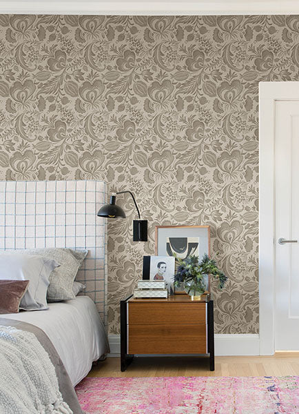 Eade’s Culver Light Brown Jacobean Wallpaper by Scott Living