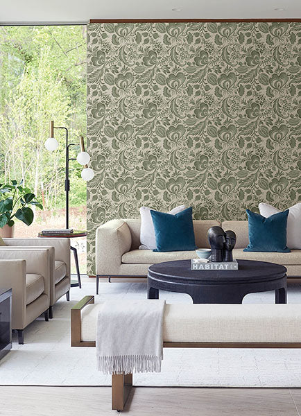 Eade’s Culver Moss Jacobean Wallpaper by Scott Living Moss