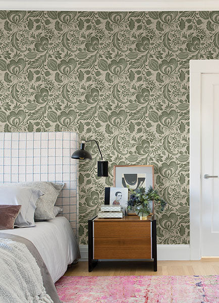 Eade’s Culver Moss Jacobean Wallpaper by Scott Living Moss