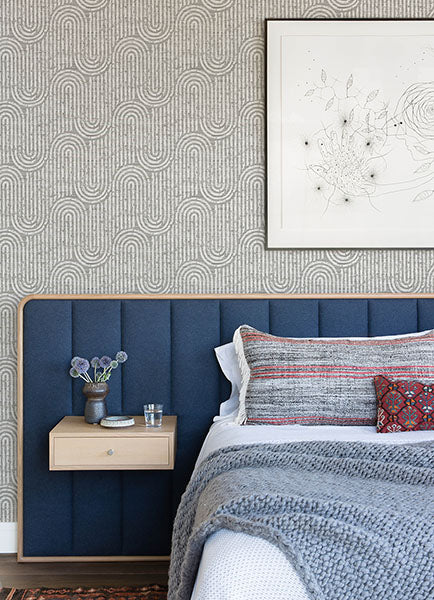 Eade’s Trippet Grey Zen Waves Wallpaper by Scott Living Grey