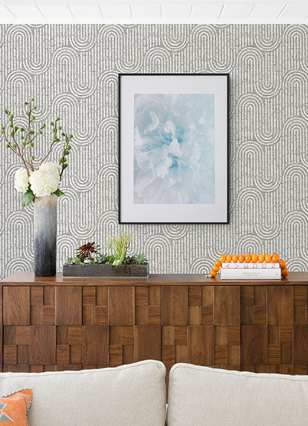 Eade’s Trippet Grey Zen Waves Wallpaper by Scott Living Grey