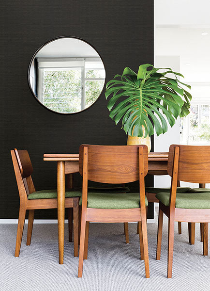 Eade’s Colcord Black Sisal Grasscloth Wallpaper by Scott Liv