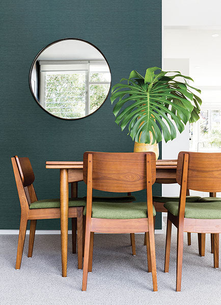 Eade’s Colcord Teal Sisal Grasscloth Wallpaper by Scott Livi