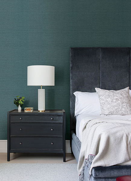 Eade’s Colcord Teal Sisal Grasscloth Wallpaper by Scott Livi