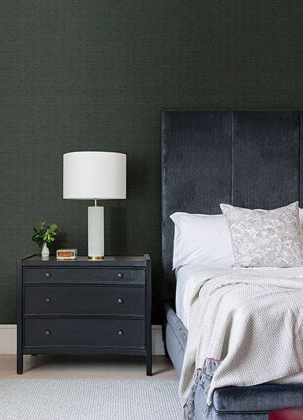 Eade’s Colcord Dark Green Sisal Grasscloth Wallpaper by Scot
