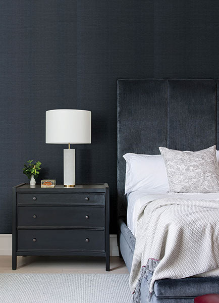 Eade’s Colcord Navy Sisal Grasscloth Wallpaper by Scott Livi