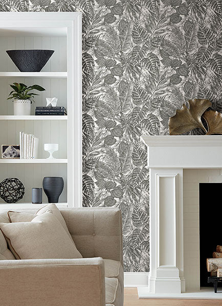 Eade’s Brentwood Black Palm Leaves Wallpaper by Scott Living