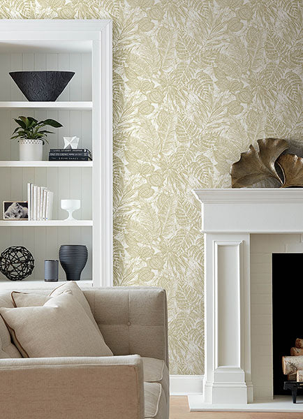 Eade’s Brentwood Yellow Palm Leaves Wallpaper by Scott Livin