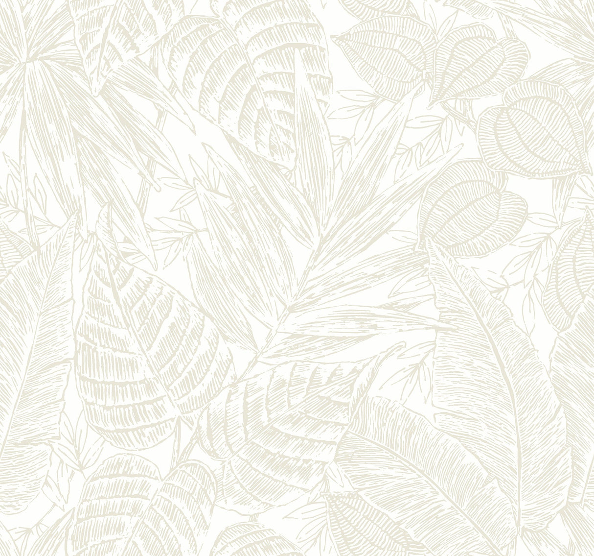 A-Street Prints 4034-72118 Brentwood Bone Palm Leaves Wallpaper by Scott Living