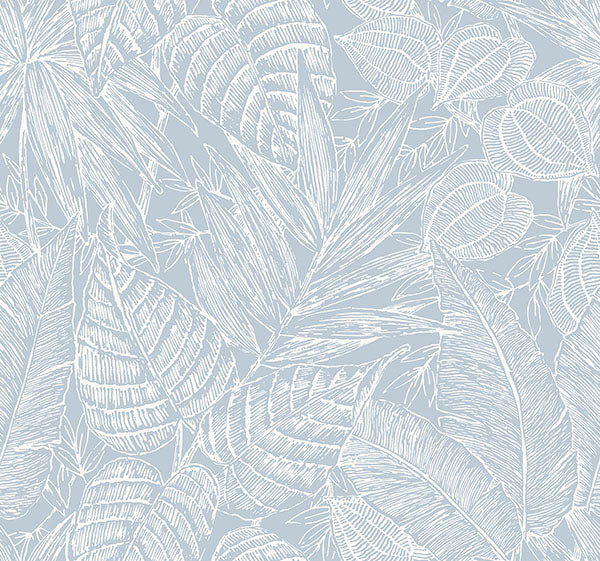 Eade’s Brentwood Sky Blue Palm Leaves Wallpaper by Scott Liv