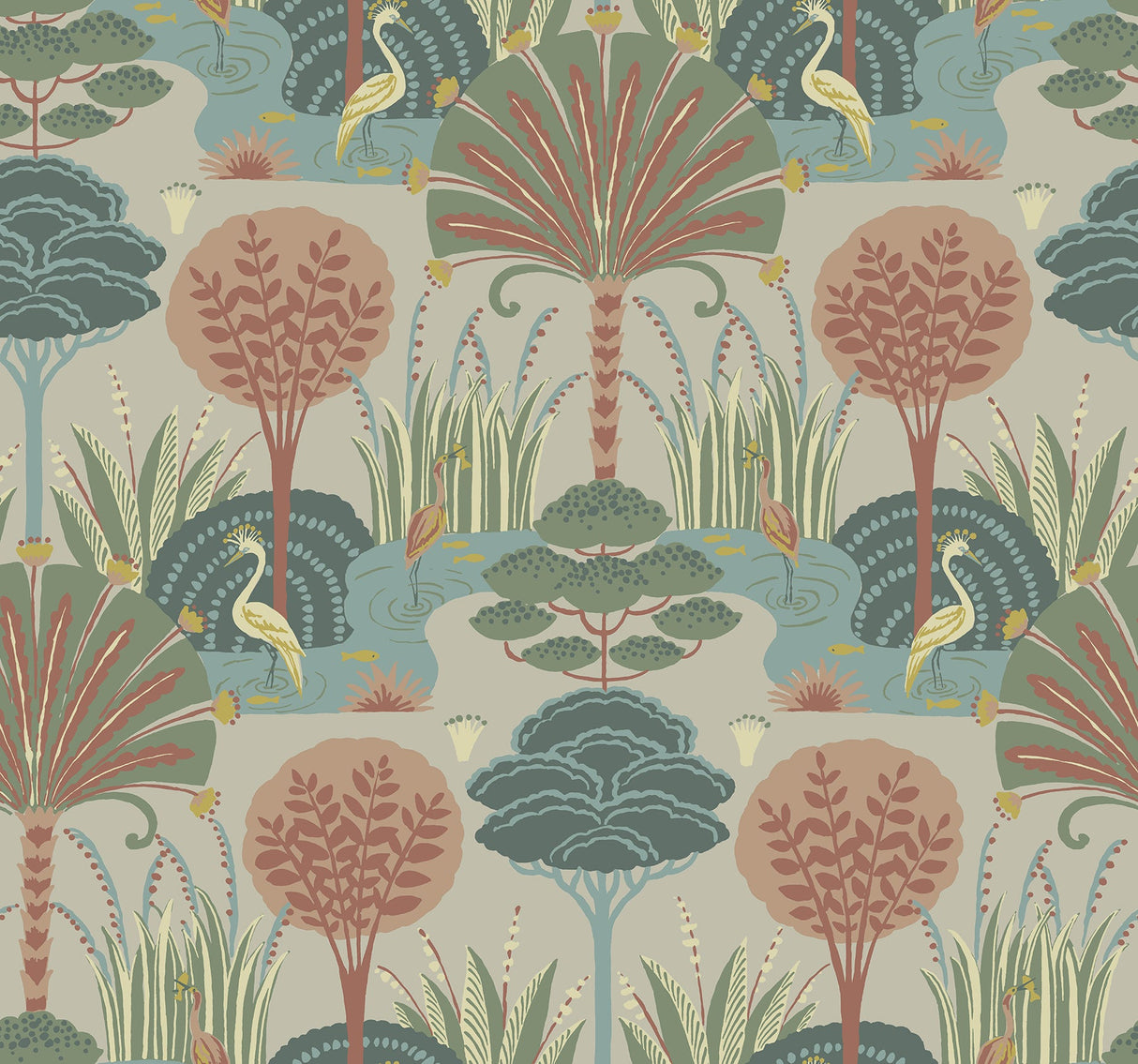 A-Street Prints 4034-72121 Mandeville Pastel Tropical Paradise Wallpaper by Scott Living