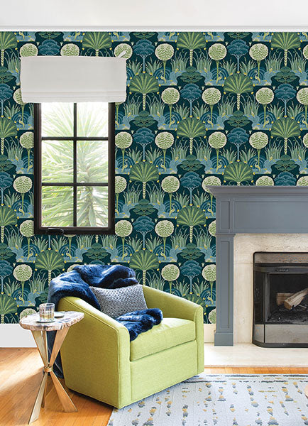 Eade’s Mandeville Teal Tropical Paradise Wallpaper by Scott