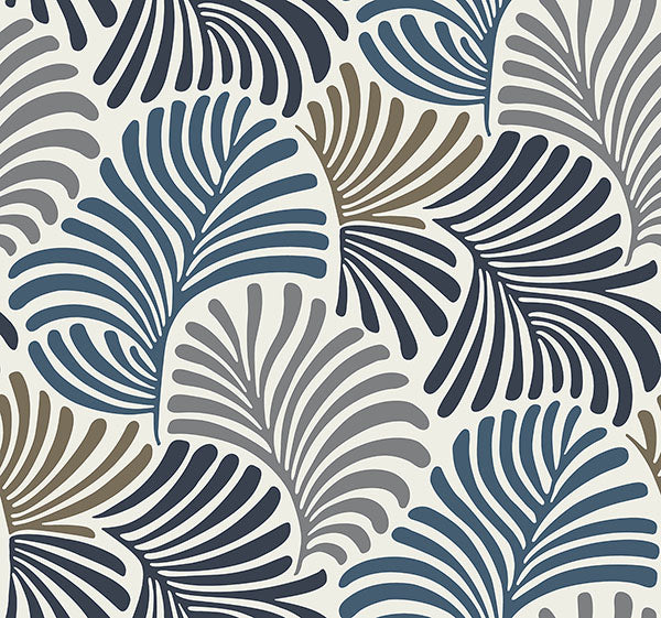 Eade’s Trousdale Dark Blue Fanning Flora Wallpaper by Scott