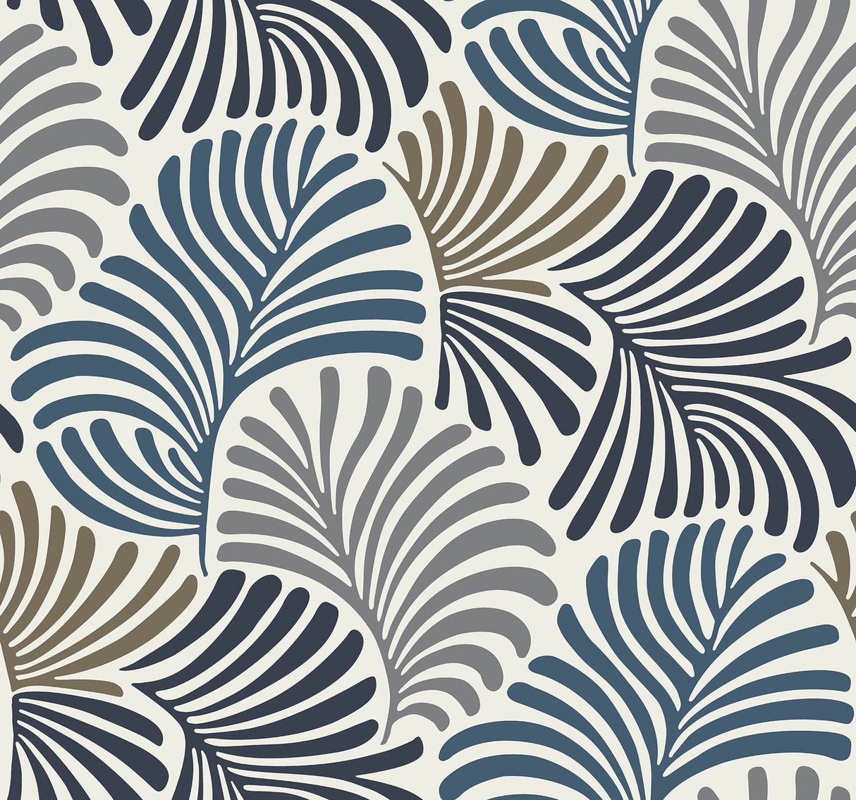 A-Street Prints 4034-72124 Trousdale Dark Blue Fanning Flora Wallpaper by Scott Living - Eade's Wallpaper