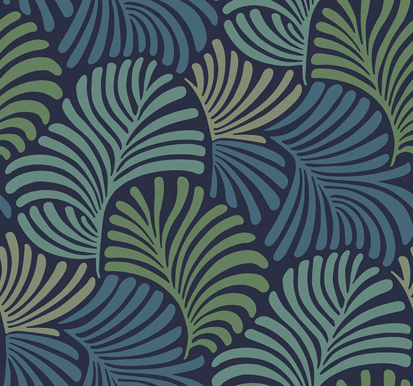 Eade’s Trousdale Navy Fanning Flora Wallpaper by Scott Livin