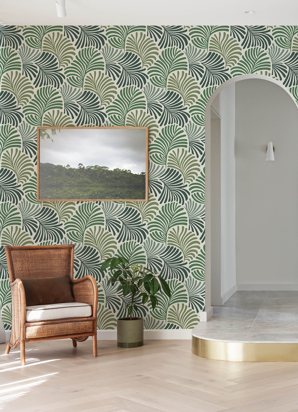 A-Street Prints 4034-72129 Trousdale Dark Blue Fanning Flora Wallpaper by Scott Living - Eade's Wallpaper