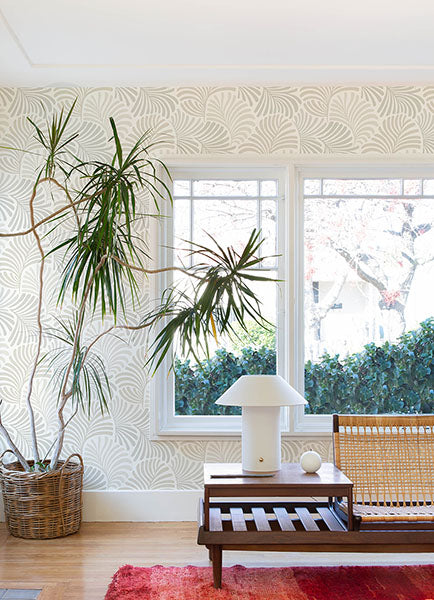 Eade’s Trousdale Neutral Fanning Flora Wallpaper by Scott Li