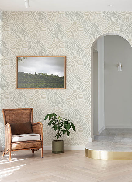 Eade’s Trousdale Neutral Fanning Flora Wallpaper by Scott Li