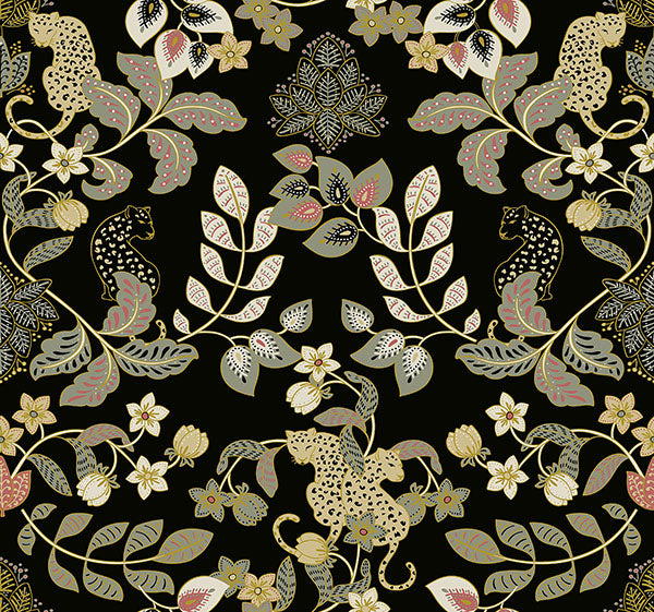 Eade’s Getty Black Jungle Damask Wallpaper by Scott Living B
