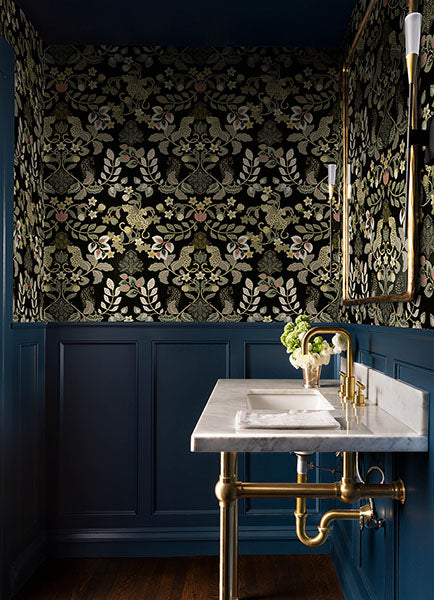 Eade’s Getty Black Jungle Damask Wallpaper by Scott Living B