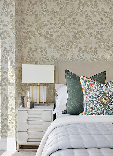 Eade’s Getty Cream Jungle Damask Wallpaper by Scott Living C