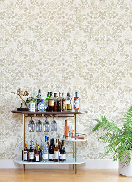Eade’s Getty Cream Jungle Damask Wallpaper by Scott Living C