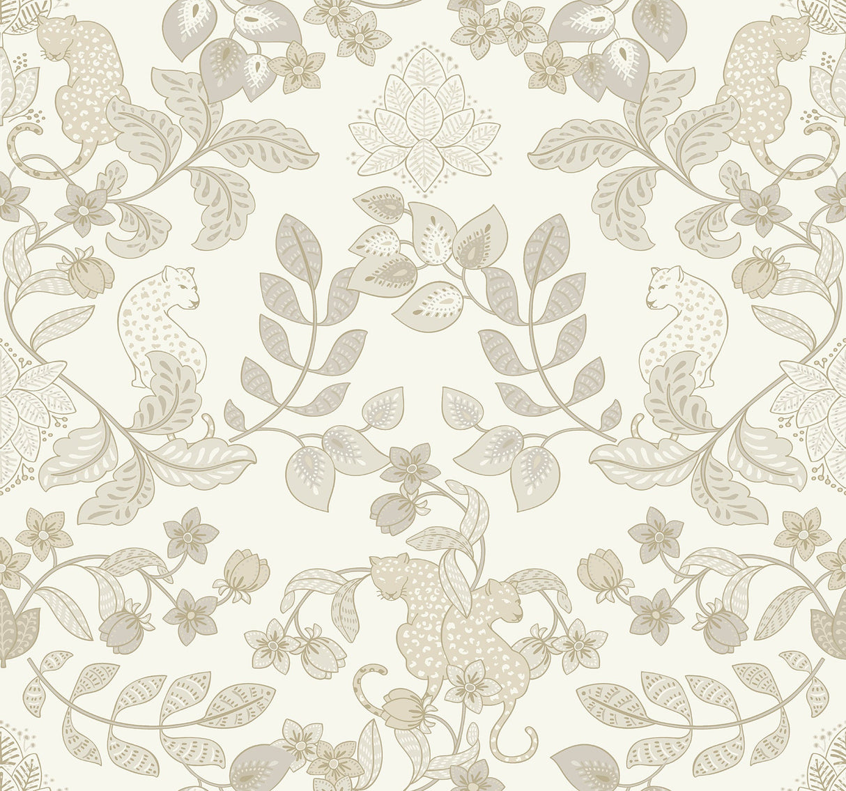 A-Street Prints 4034-72132 Getty Cream Jungle Damask Wallpaper by Scott Living
