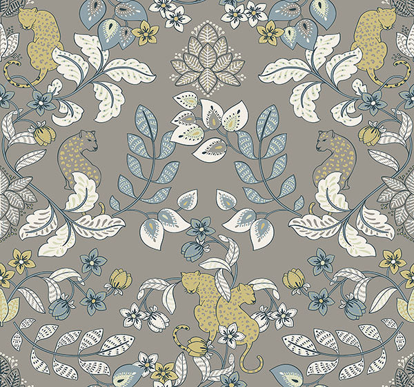 Eade’s Getty Grey Jungle Damask Wallpaper by Scott Living Gr