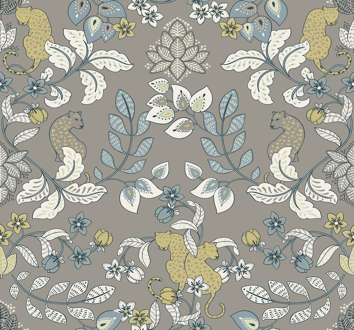 A-Street Prints 4034-72134 Getty Grey Jungle Damask Wallpaper by Scott Living