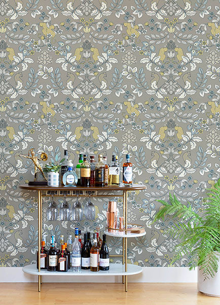 Eade’s Getty Grey Jungle Damask Wallpaper by Scott Living Gr