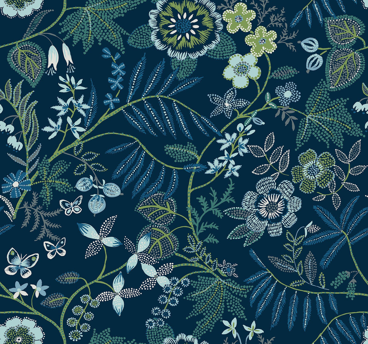 A-Street Prints 4034-72135 Marilyn Dark Blue Floral Trail Wallpaper by Scott Living