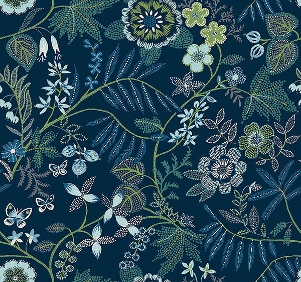 Eade’s Marilyn Dark Blue Floral Trail Wallpaper by Scott Liv
