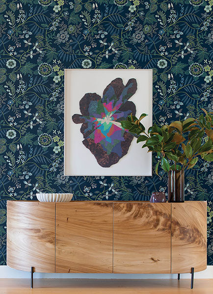 Eade’s Marilyn Dark Blue Floral Trail Wallpaper by Scott Liv