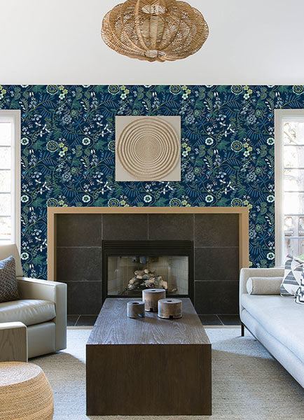 Eade’s Marilyn Dark Blue Floral Trail Wallpaper by Scott Liv
