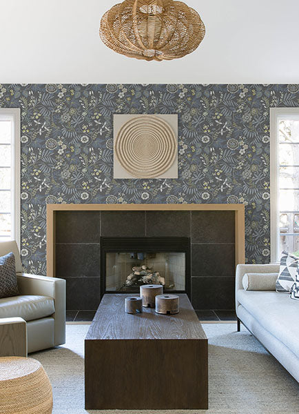 Eade’s Marilyn Light Grey Floral Trail Wallpaper by Scott Li