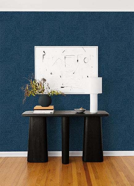 Eade’s Mortenson Navy Geometric Wallpaper by Scott Living Na