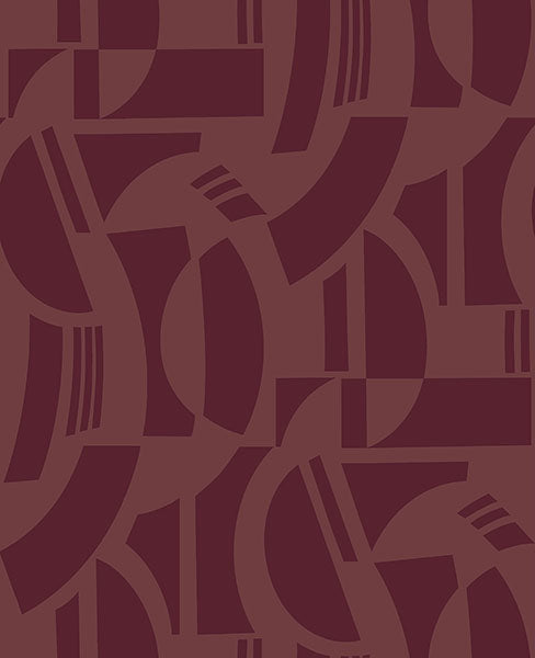 Eade’s Carter Burgundy Geometric Flock Wallpaper by Scott Li