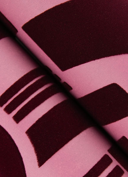Eade’s Carter Burgundy Geometric Flock Wallpaper by Scott Li