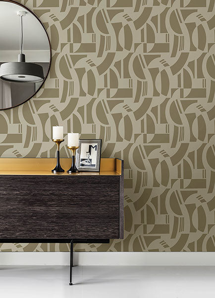 Eade’s Carter Light Brown Geometric Flock Wallpaper by Scott