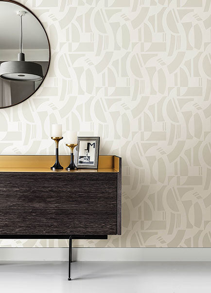 Eade’s Carter Cream Geometric Flock Wallpaper by Scott Livin