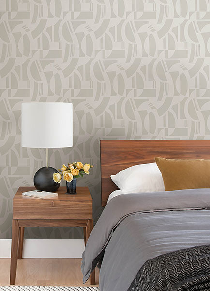 Eade’s Carter Cream Geometric Flock Wallpaper by Scott Livin