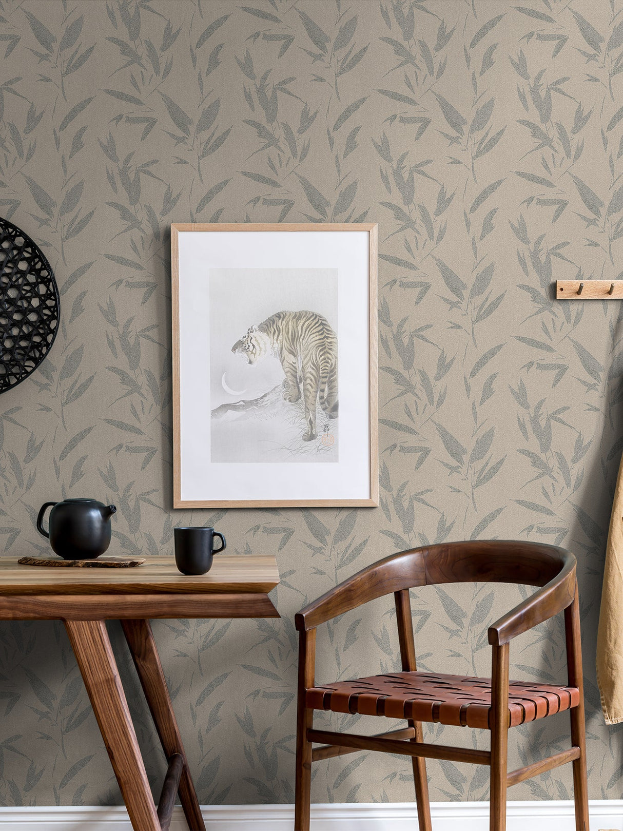 Advantage 4035-37549-3 Kaiya Grey Leaves Wallpaper