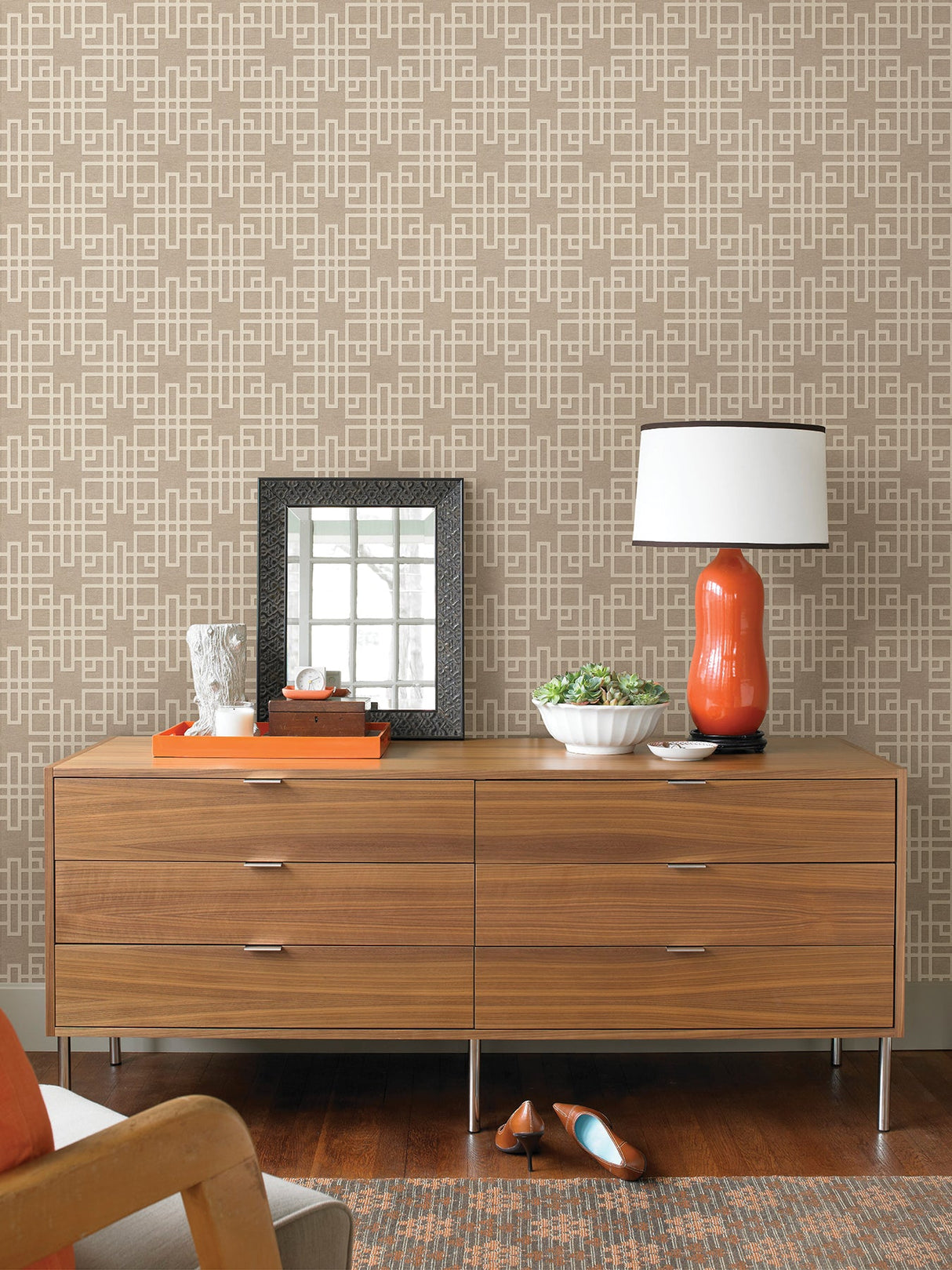 Advantage 4035-409246 Mana Beige Trellis Wallpaper