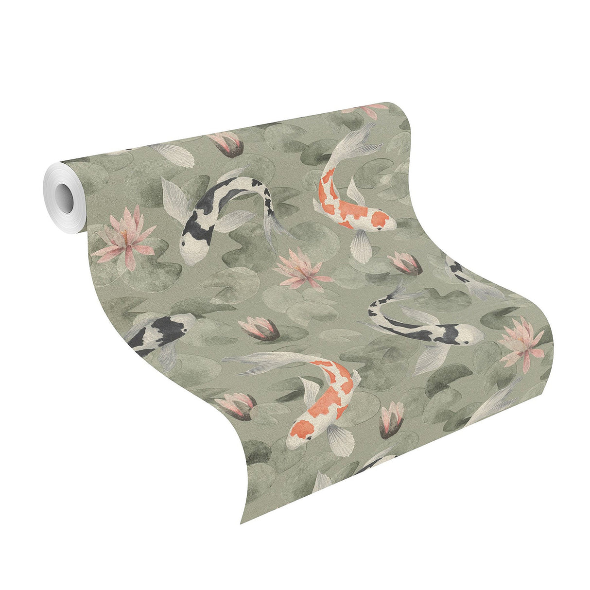 Advantage 4035-409437 Nobu Green Koi Fish Wallpaper