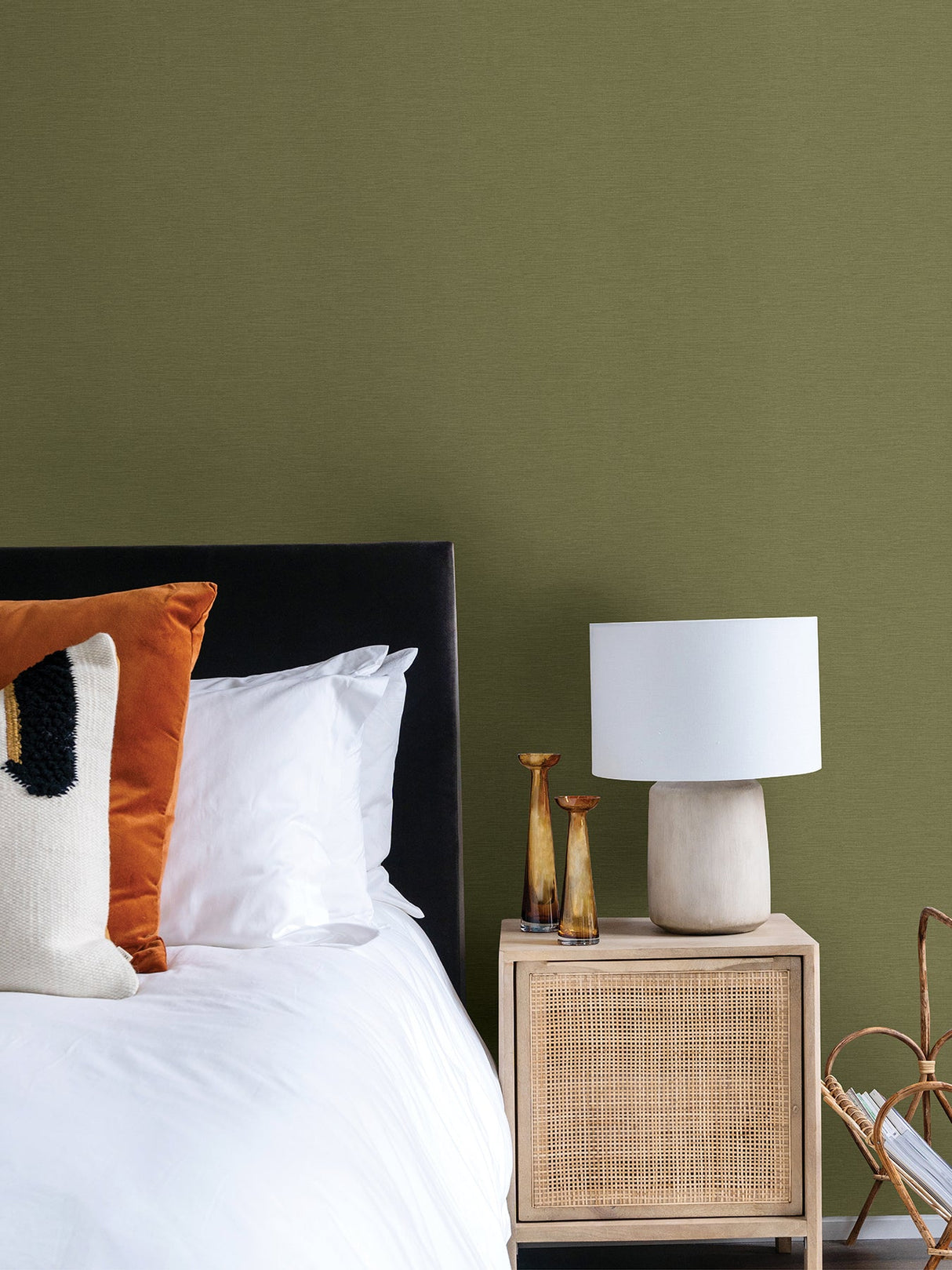 Advantage 4035-452068 Umi Green Faux Linen Wallpaper