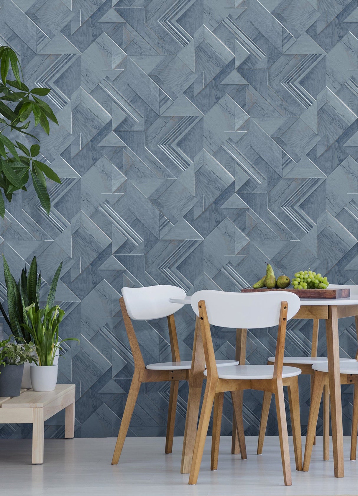 Advantage 4041-35301 Cassian Denim Wood Geometric Wallpaper