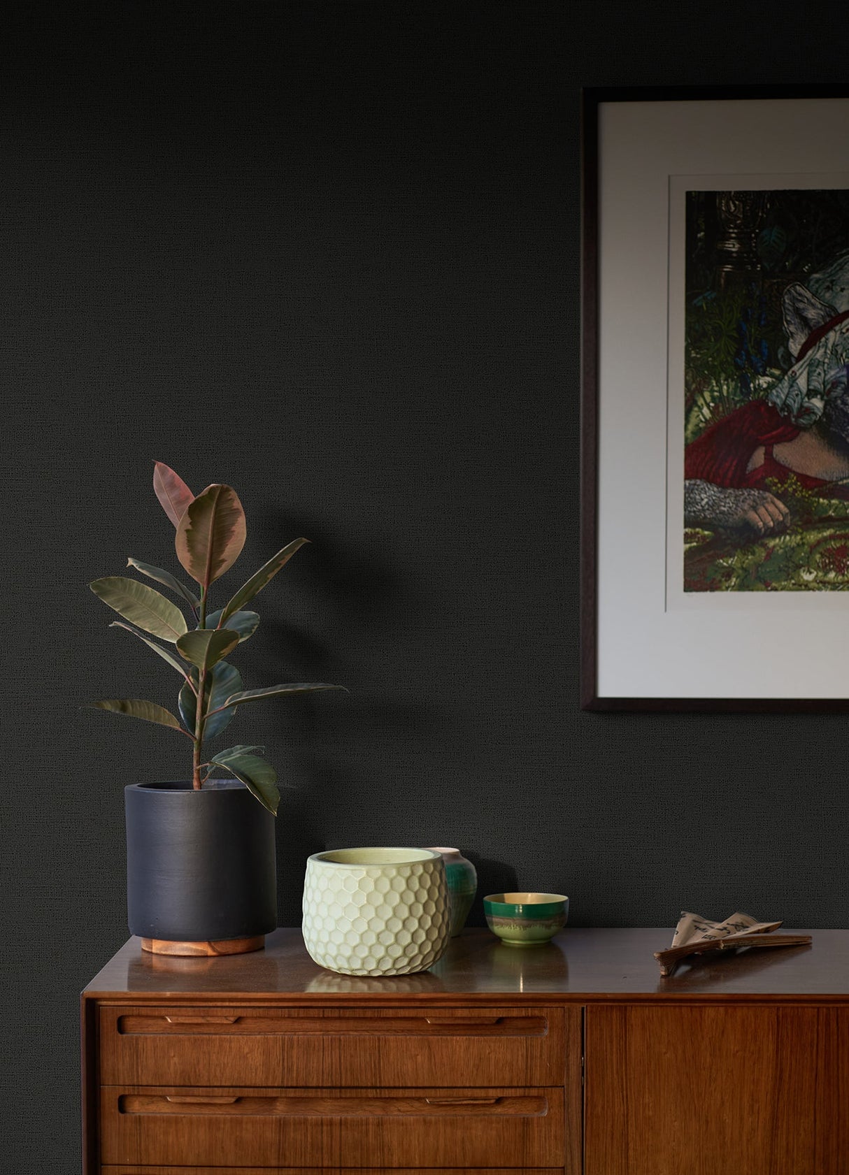 Advantage 4044-37178-1 Estefan Black Distressed Texture Wallpaper